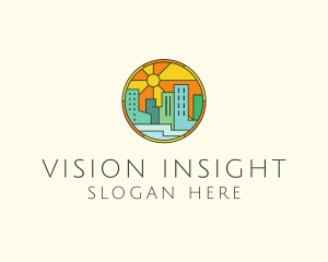 Sunshine Cityscape Stained Glass logo design