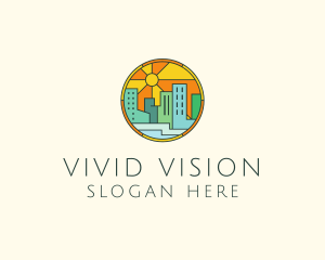 Sunshine Cityscape Stained Glass logo design