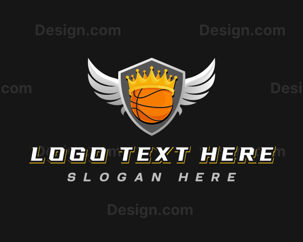 Basketball Crown Wings Logo