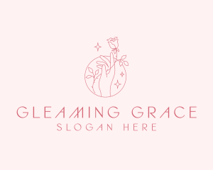 Rose Sparkling Hand logo design