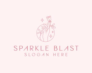 Rose Sparkling Hand logo design