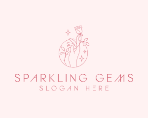 Rose Sparkling Hand logo design