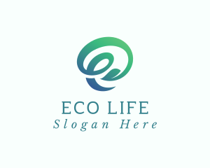 Green Leaf Letter E logo design