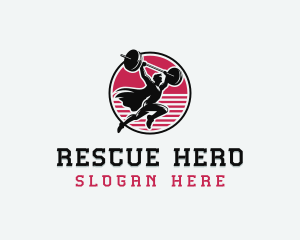 Gym Barbell Hero logo design
