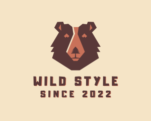 Wild Bear Pine Tree logo design