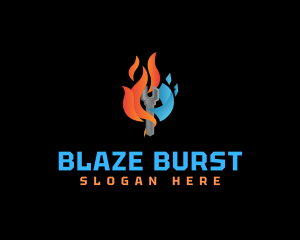 Blazing Ice Wrench logo design