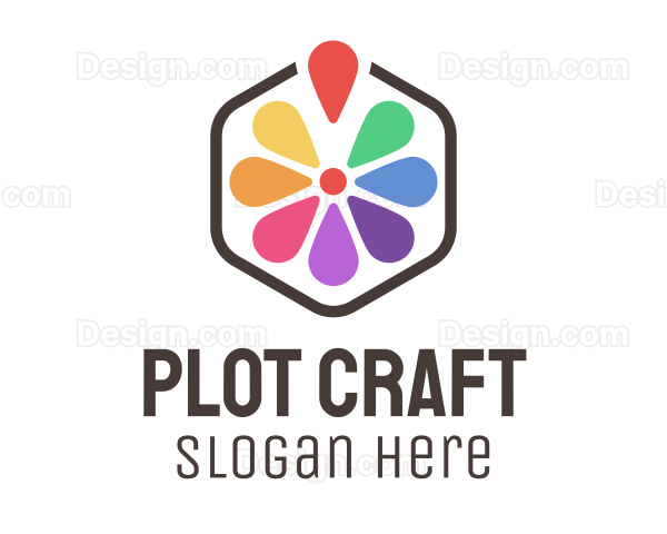 Flower Petal Location Pin Logo