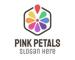 Flower Petal Location Pin logo design