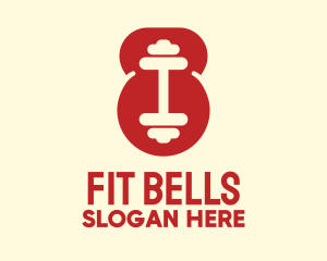 Red Fitness Gym Dumbbell logo design