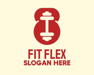 Red Fitness Gym Dumbbell logo design