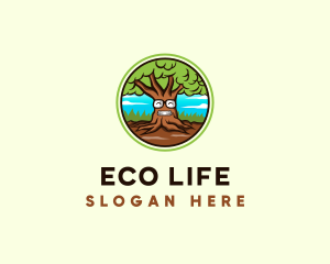 Eco Glasses Tree logo design