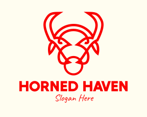 Red Horn Bull logo design