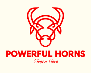 Red Horn Bull logo design