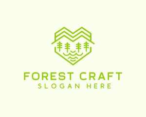 Heart Forest Mountain  logo design