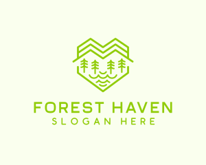 Heart Forest Mountain  logo design