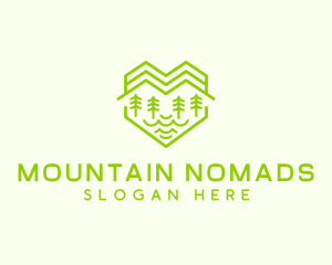 Heart Forest Mountain  logo design