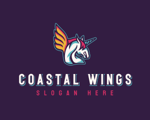 Winged Pegasus Unicorn logo design