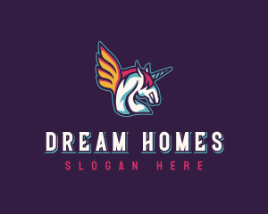 Winged Pegasus Unicorn logo
