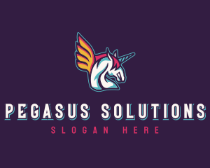 Winged Pegasus Unicorn logo