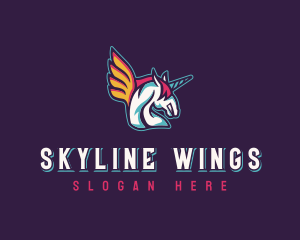 Winged Pegasus Unicorn logo design