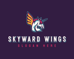 Winged Pegasus Unicorn logo design