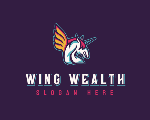 Winged Pegasus Unicorn logo design