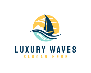 Sail Boat Ocean Waves  logo design