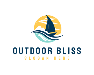 Sail Boat Ocean Waves  logo design