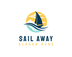 Sail Boat Ocean Waves  logo design