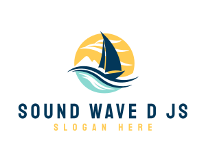 Sail Boat Ocean Waves  logo design