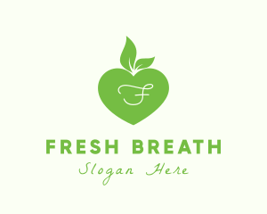 Heart Organic Apple Leaf  logo design