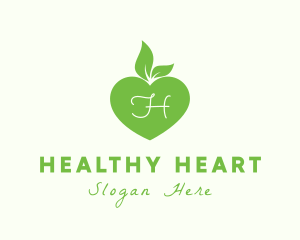 Heart Organic Apple Leaf  logo design