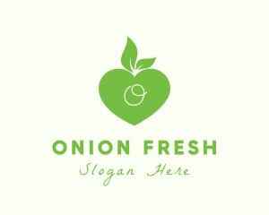 Heart Organic Apple Leaf  logo design