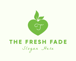 Heart Organic Apple Leaf  logo design