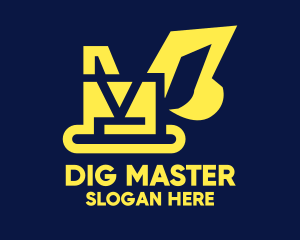 Yellow Construction Excavator Digger logo