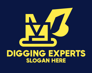 Yellow Construction Excavator Digger logo
