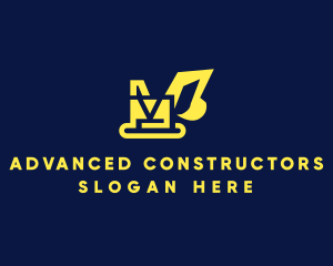 Yellow Construction Excavator Digger logo design