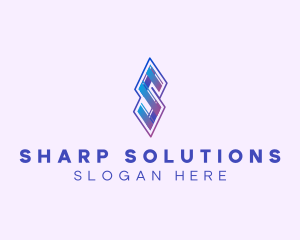 Folded Modern Ribbon Letter S logo design