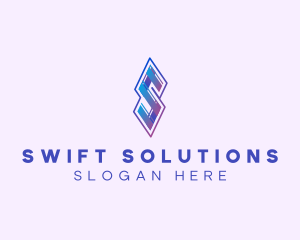 Folded Modern Ribbon Letter S logo design