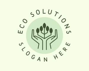 Ecology Leaf Hand logo design