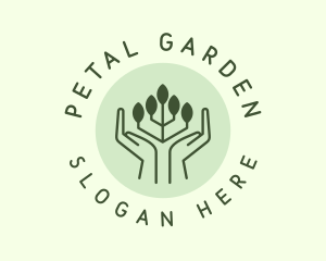 Ecology Leaf Hand logo design