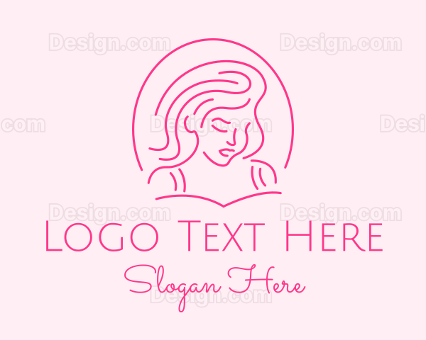 Pink Minimalist Lady Logo
