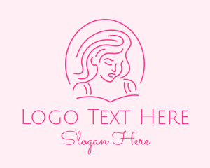 Pink Minimalist Lady Logo