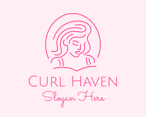 Pink Minimalist Lady logo design