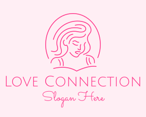 Pink Minimalist Lady logo design