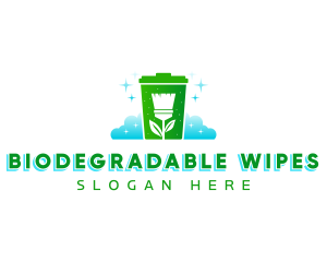 Broom Garbage Bin logo design