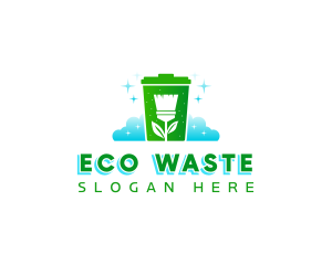 Broom Garbage Bin logo design