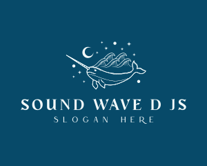 Wild Sea Wave Narwhal logo design