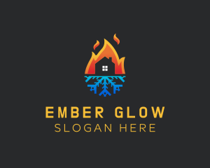 House Fire Ice Ventilation logo design