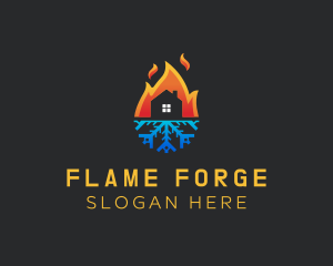 House Fire Ice Ventilation logo design